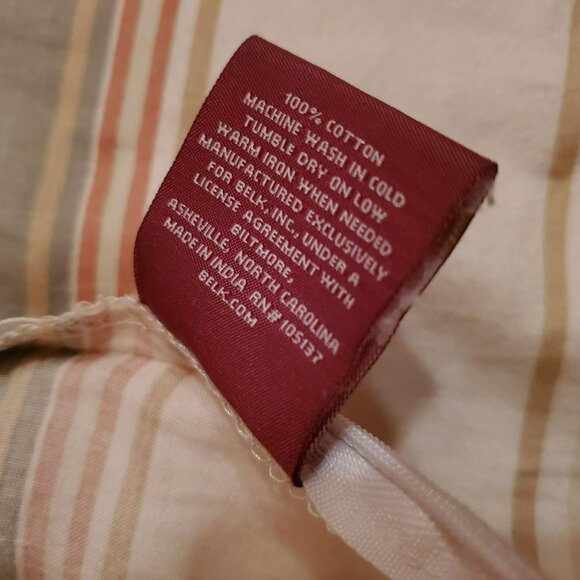 Biltmore Reversible Pillow Sham, Floral, Stripes, Coral Light Green Tan Cream - Picture 6 of 6